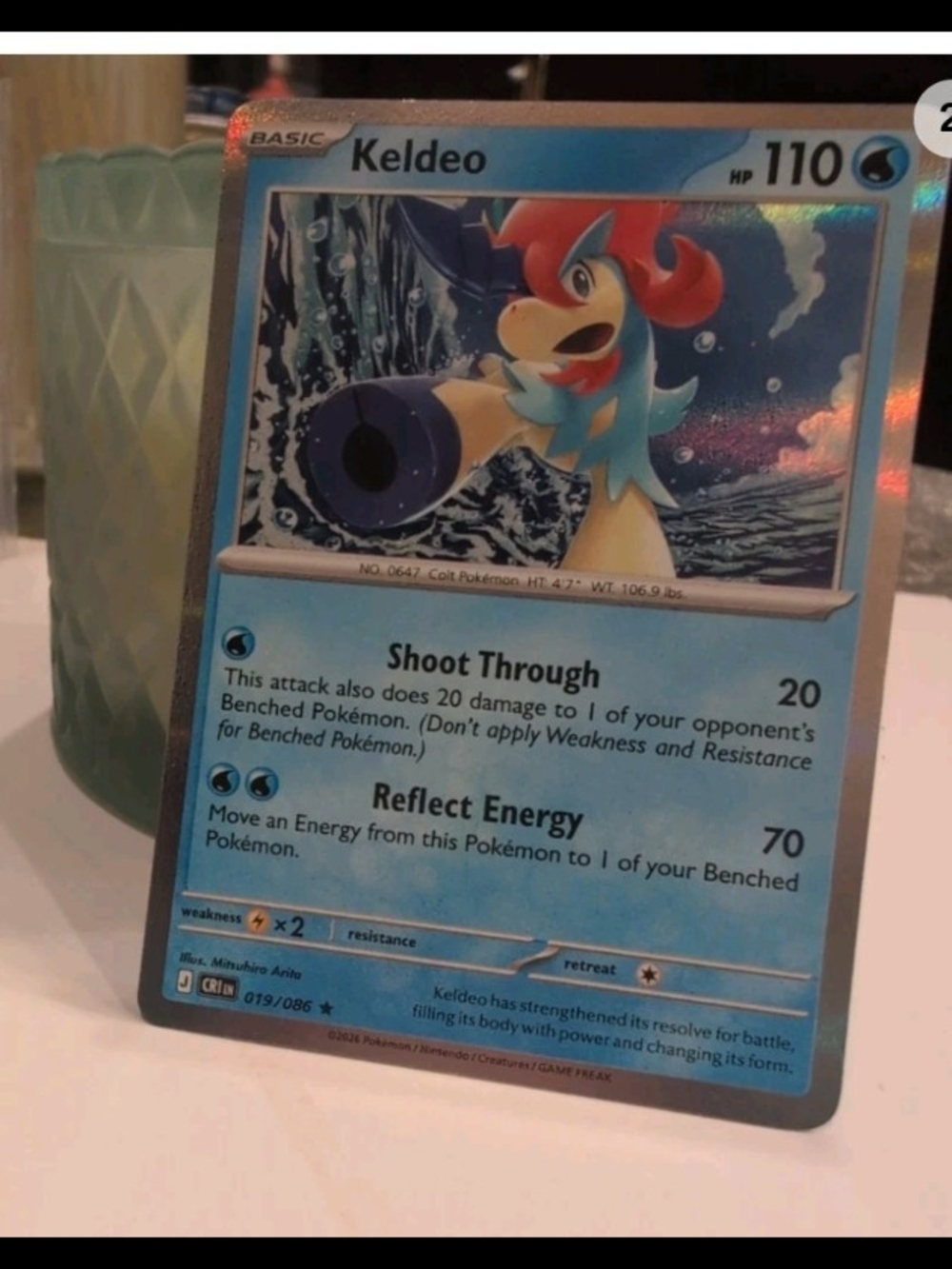 Pokemon Keldeo Blue Red Holographic Trading Card